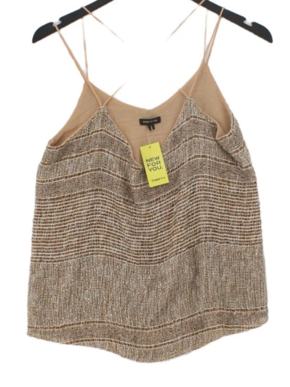 Willow & Clay Tan and Brown Striped Knit and beaded Cami tank